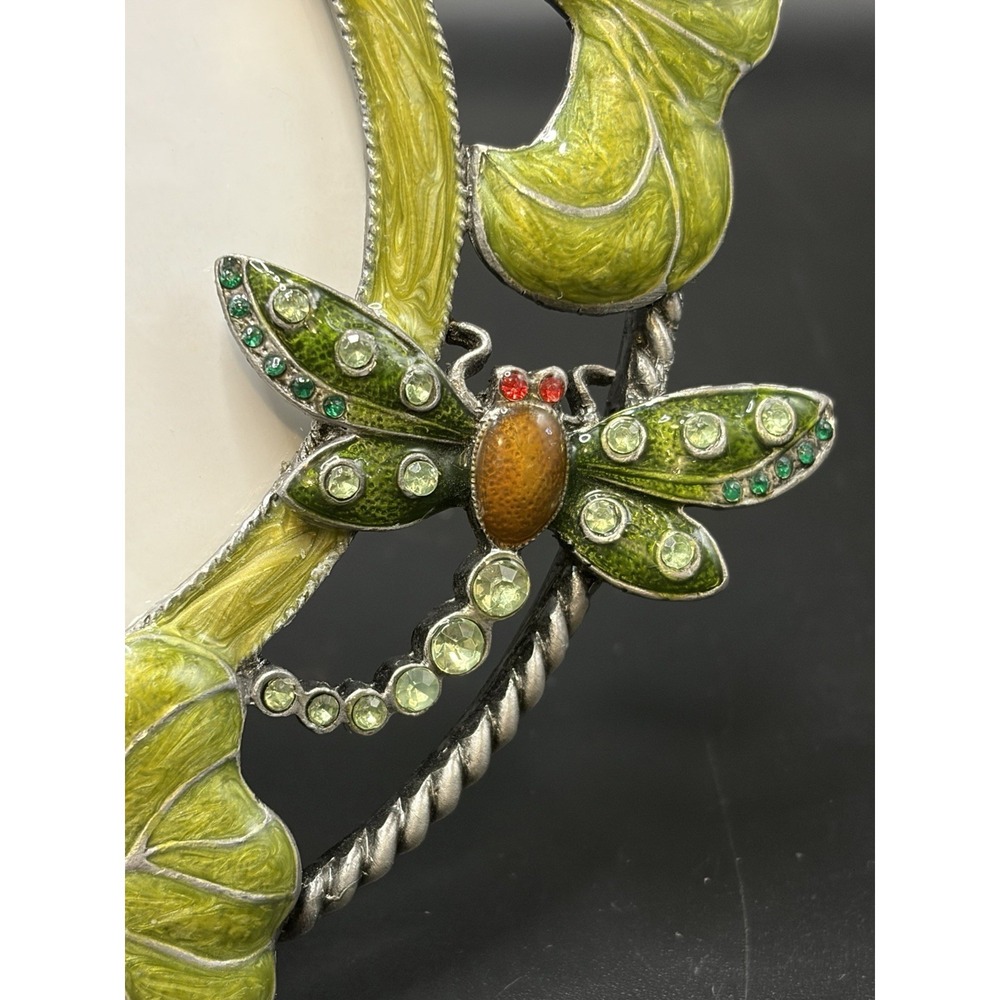 Dragonfly/ Flowers Crystal Rhinestones/Melissa&Louise Metal Picture Frame Decor - Picture 3 of 16